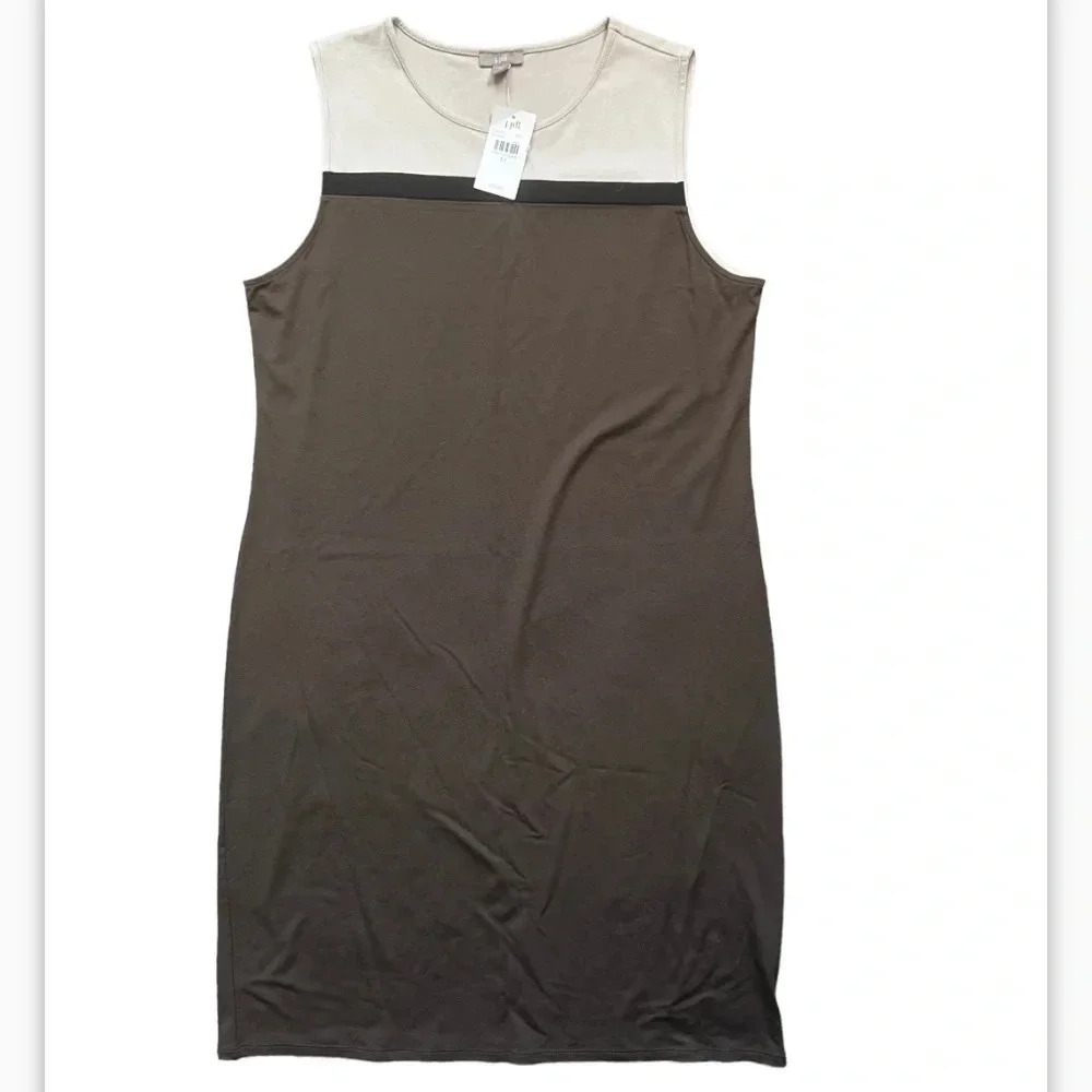 J. Jill Brown Sleeveless Stretch Knit Dress medium color block